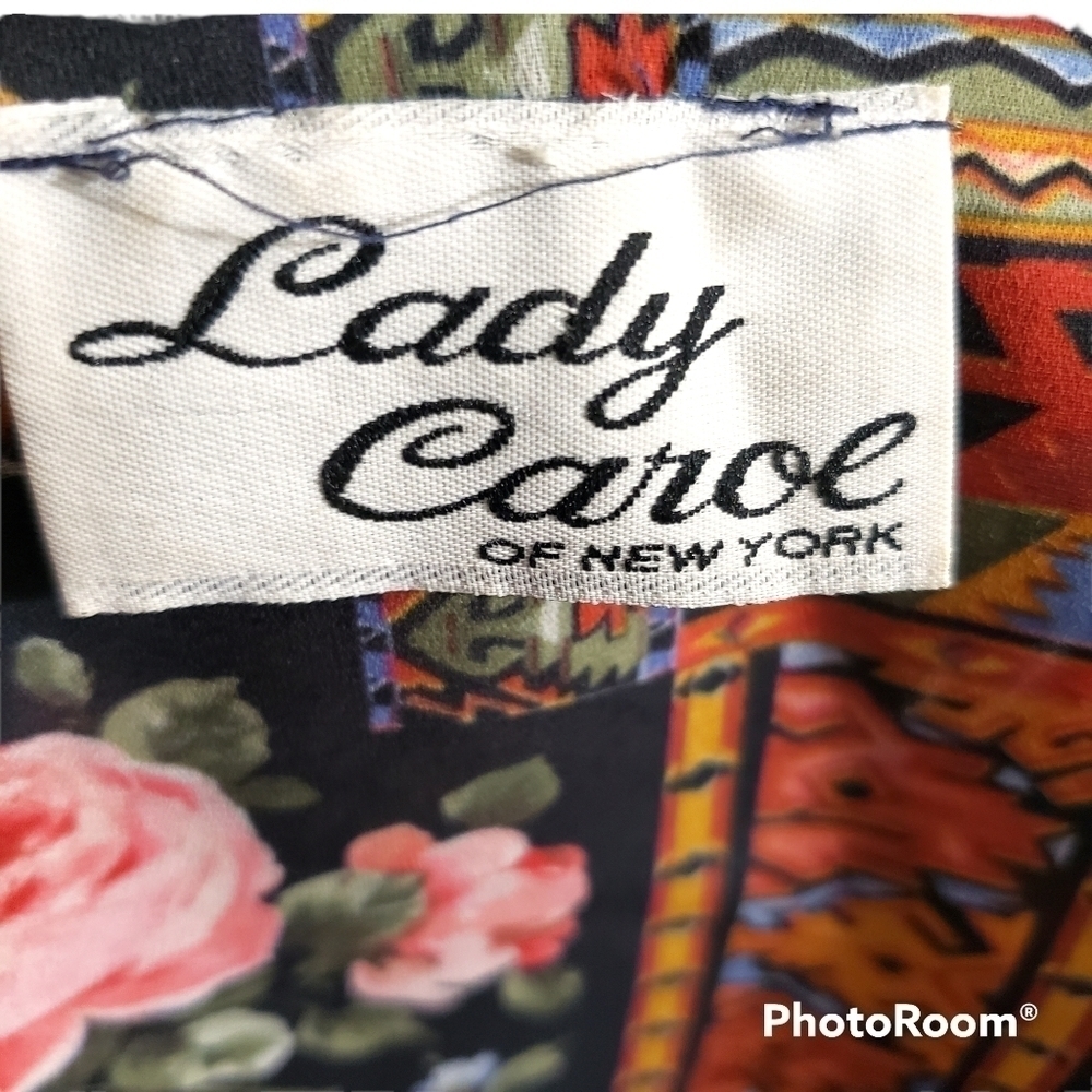 Vintage Lady Caroe Colorful Aztec Floral Print Dress With Belt - Picture 2 of 7